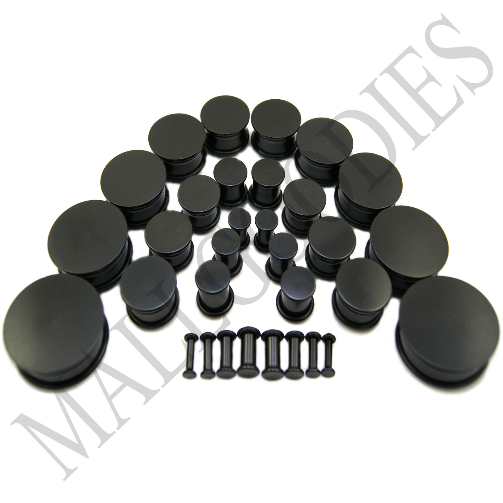 V093 Black Acrylic Single Flare Ear Plugs Earlets 10G to 1-1/4″ 2.5mm to 32mm