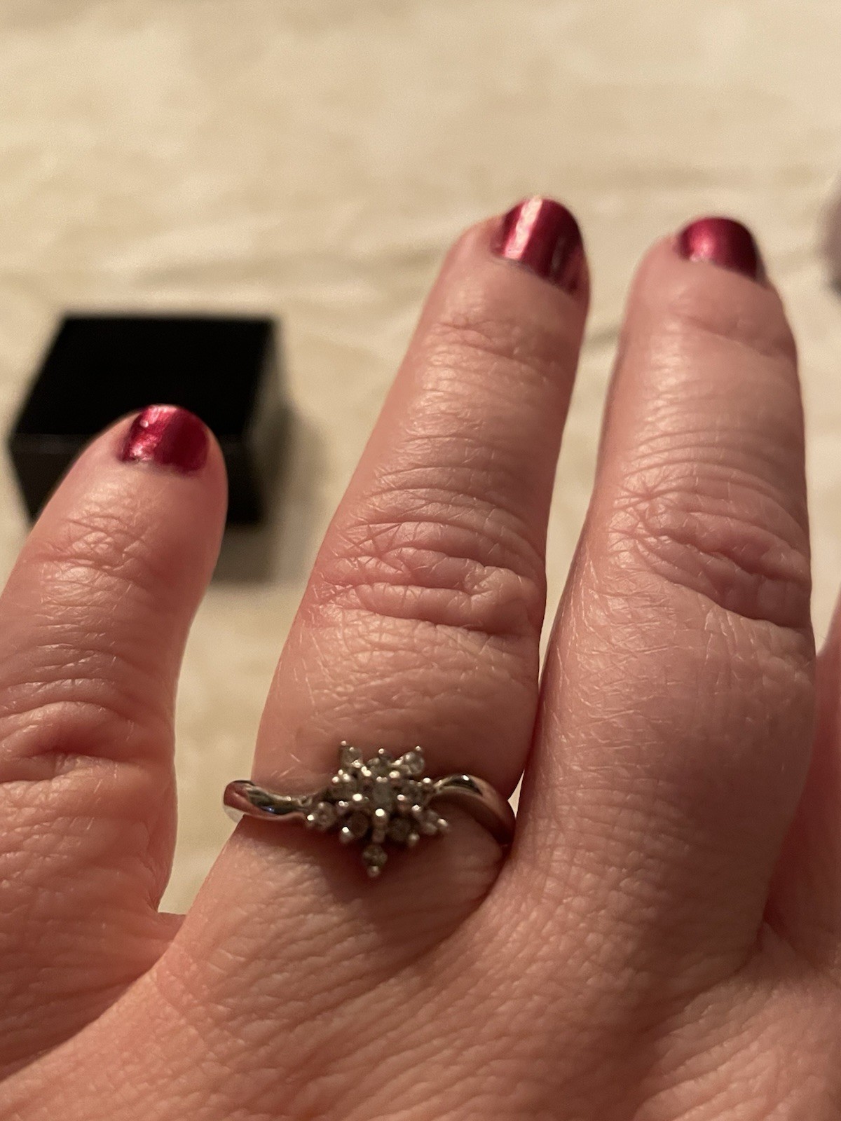 Diamond Cluster Right Hand Ring Size 7 White Gold