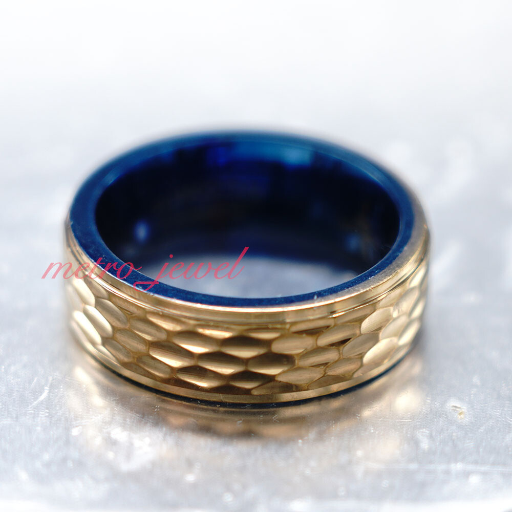 JXC Men’s Thick Tungsten Carbide Gold Plated Ring For Men Size 7 8 9 10 11 12-15
