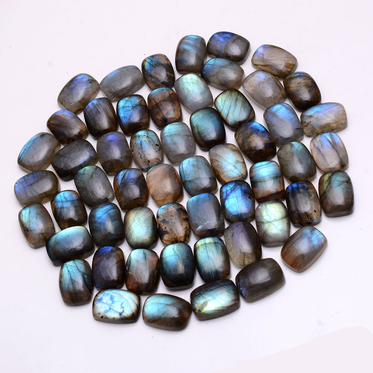 Set Of 18 Pcs Natural Labradorite 14mmx10mm Cushion Cabochon Loose Gemstones Lot