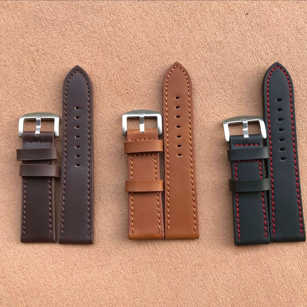 Simple Luxury Genuine Cowhide Leather Watch Band Strap 18mm-24mm Optional