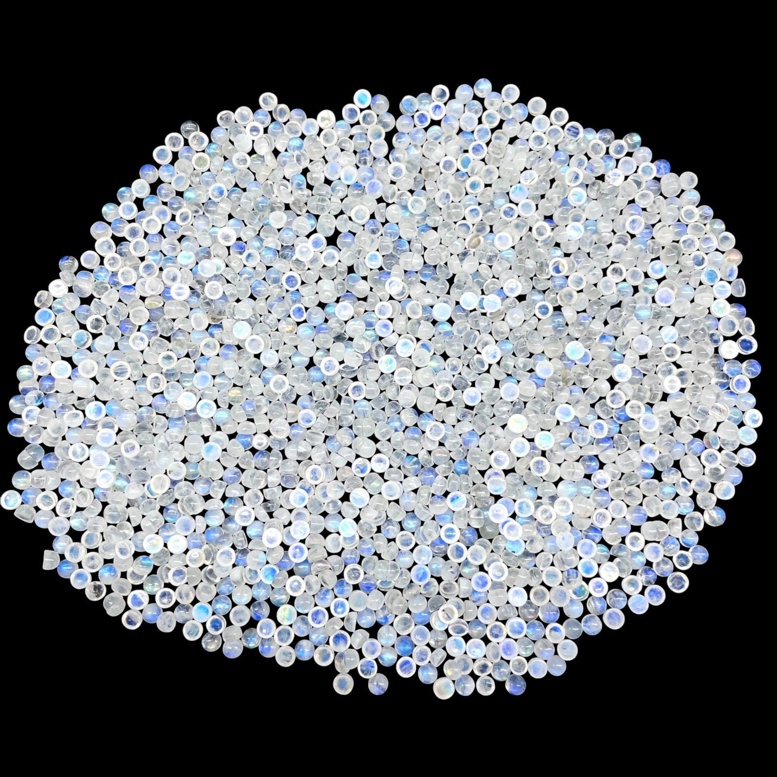 200 Pcs Natural Rainbow Blue Moonstone 4mm Round Loose Cabochon Gemstones Lot