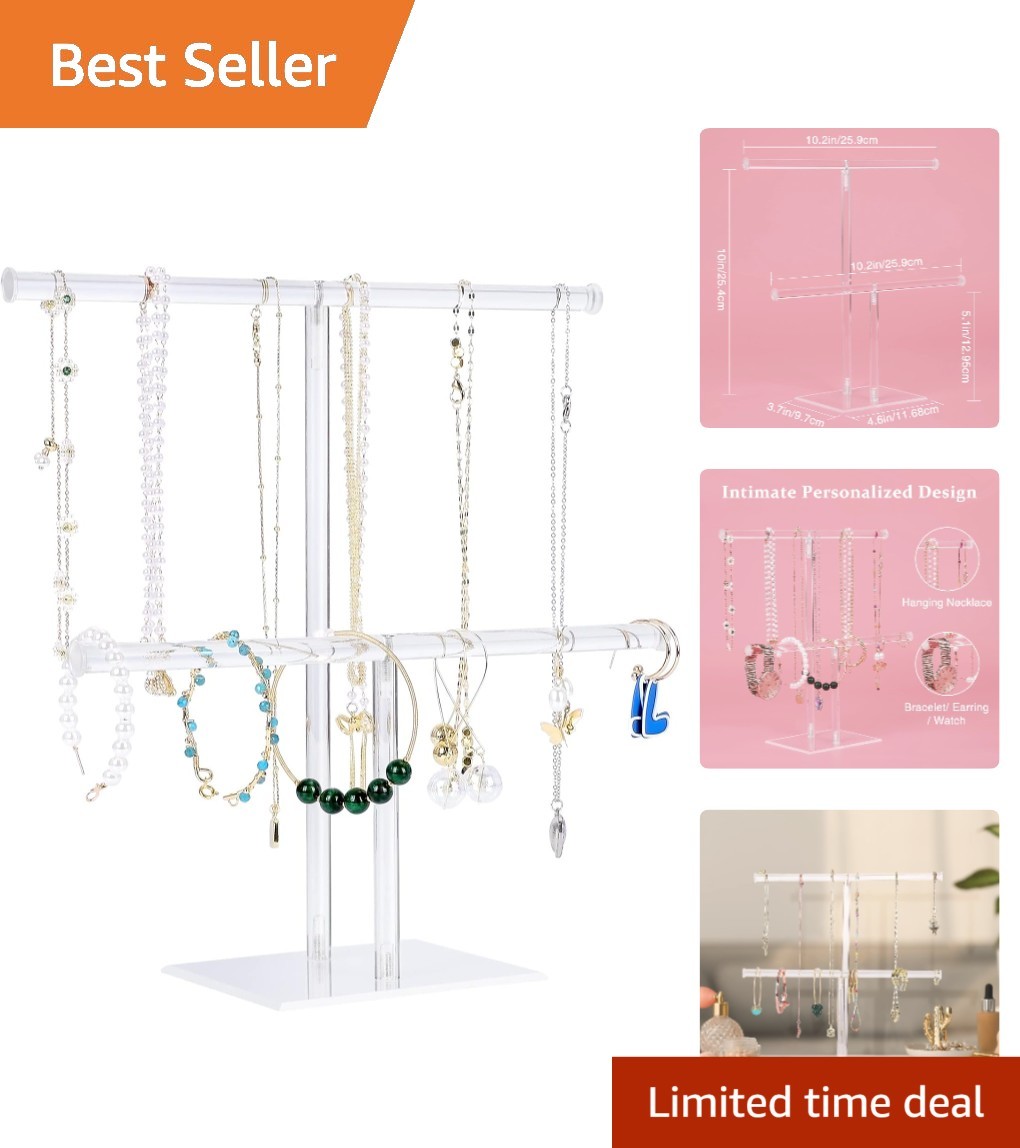 Modern 2-Tier Acrylic Necklace and Bracelet Stand – Tangle-Free Jewelry Display