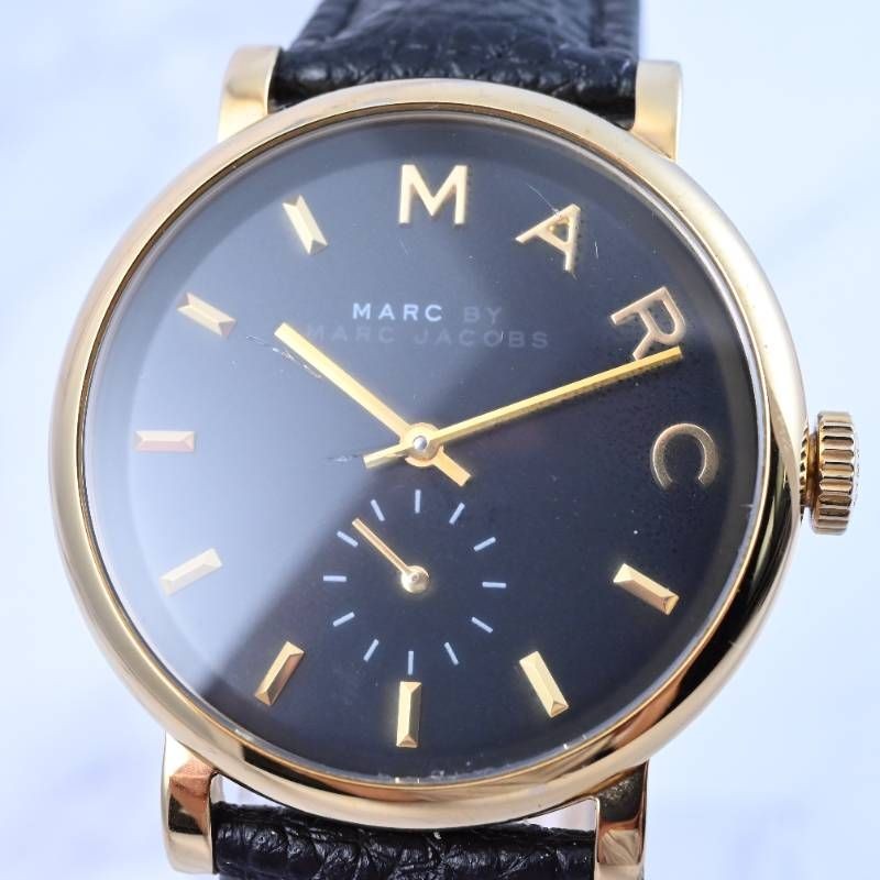 New Belt Replaced MARC BY MARC JACOBS Baker Ladies Watch Gold x Black Dial Small