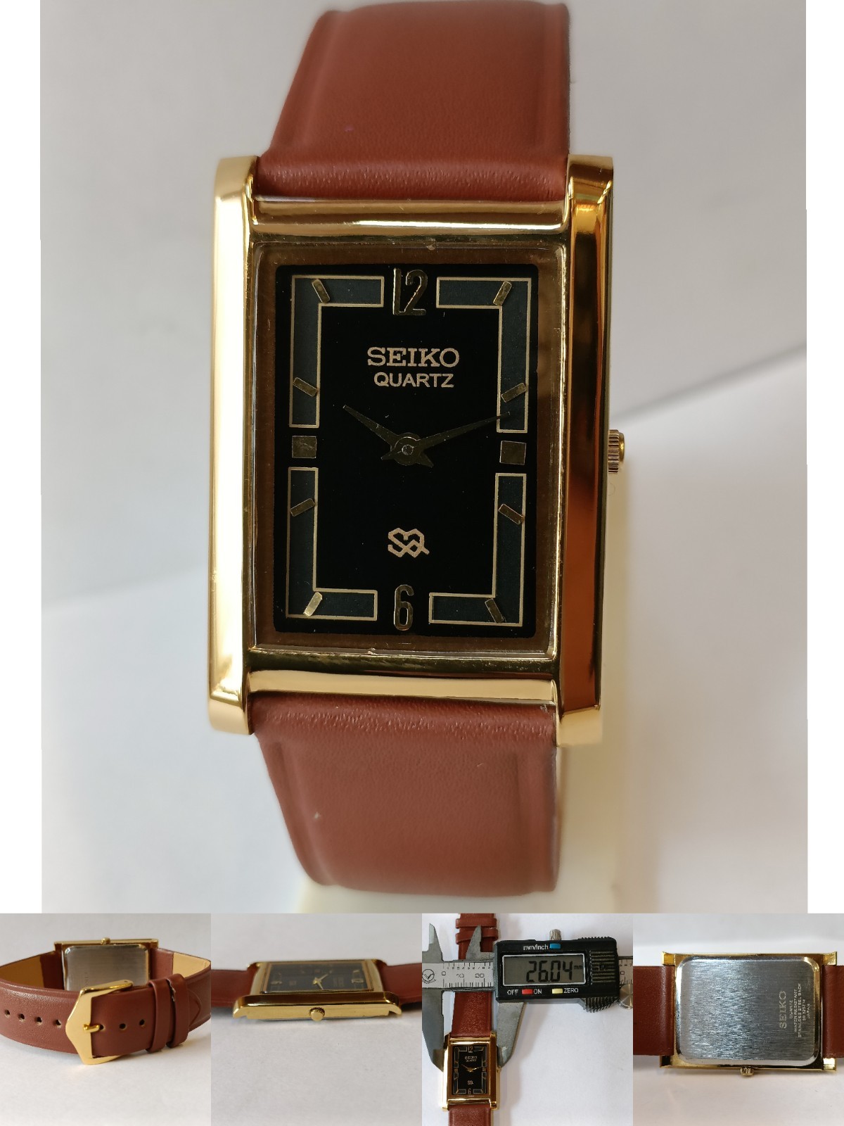 VINTAGE SEIKO SLIM QUARTZ BLACK DIAL JAPAN MEN’S WORKING DRESS WATCH