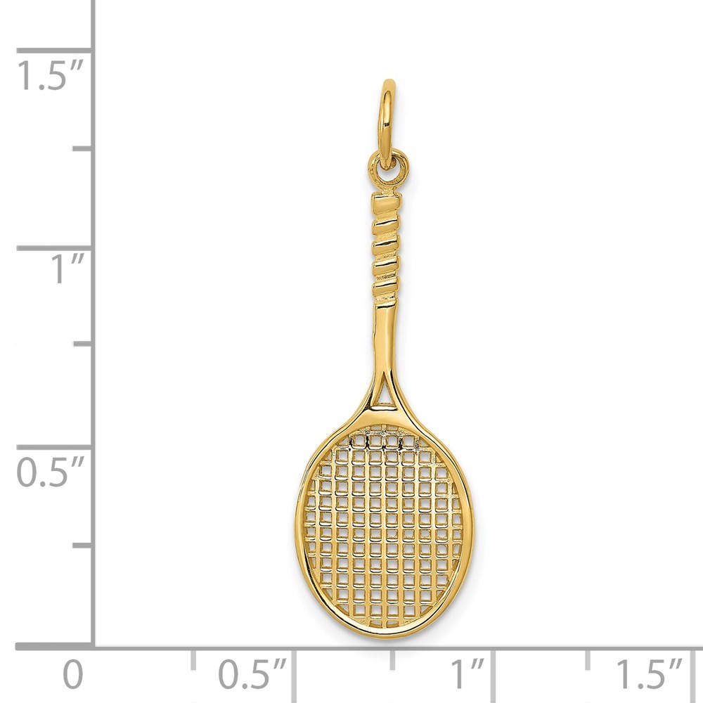 14k Yellow Gold Tennis Racquet Charm Pendant Gift For Women