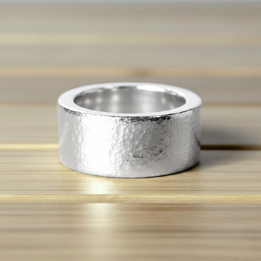 Hammered CUSTOM 999 Silver Ring 31g 1Oz Ancient Rome Width 13.5mm Thick 3.5mm
