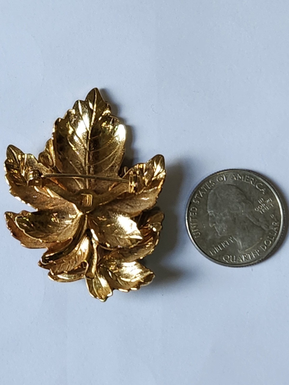 Vtg Brooch Green Orange Yellow Enameled Maple Leaf Leaves Brooch Pin Unmarked