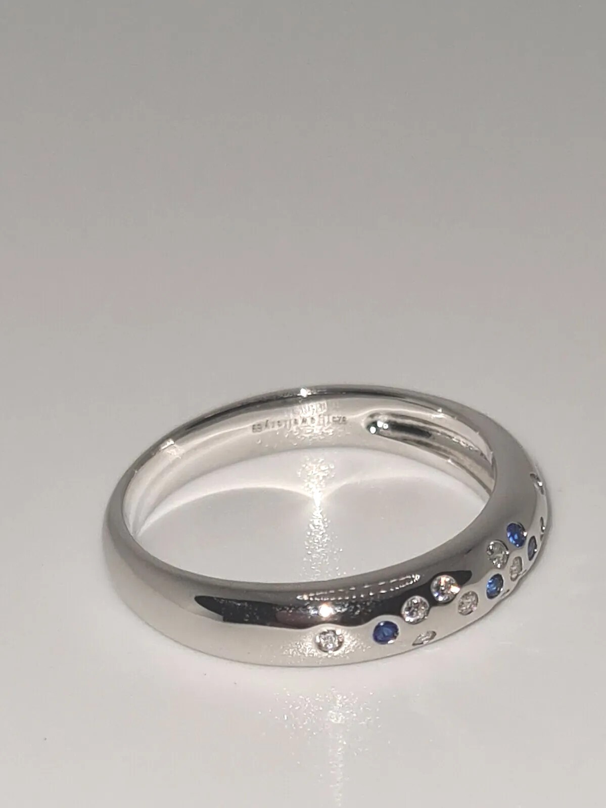 925 STERLING SILVER,LAB CREATED BLUE WHITE SAPPHIRE WEDDING ETERNITY BAND…
