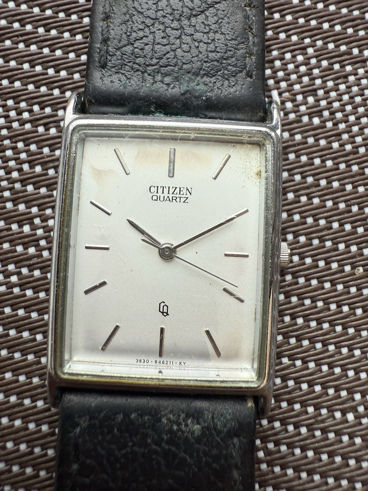 rare Vintage Citizen CQ Quartz Tank 3630-981570 Men’s 24mm Watch Japan Original