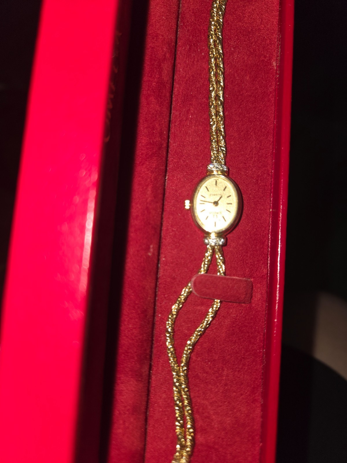 Vintage 14k gold watch with diamonds Omega Swiss Women w/papers