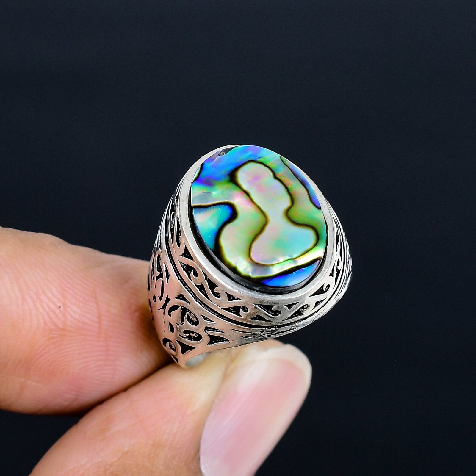 Abalone Shell Gemstone Ottoman Arabic Style Ring All Size Available LG-1120
