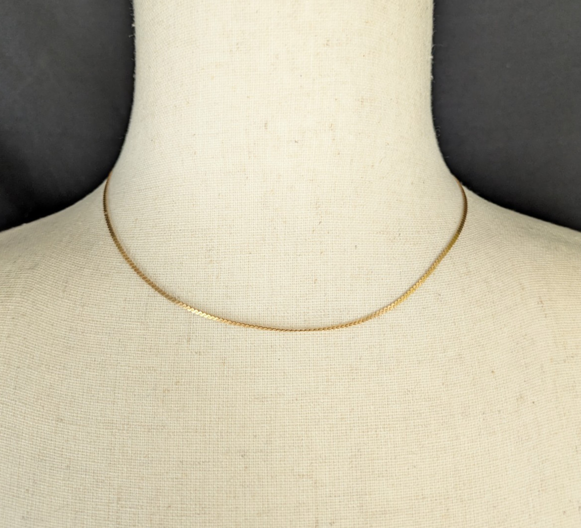 14K Yellow Gold 15″ Serpentine Chain Necklace Made in Italy