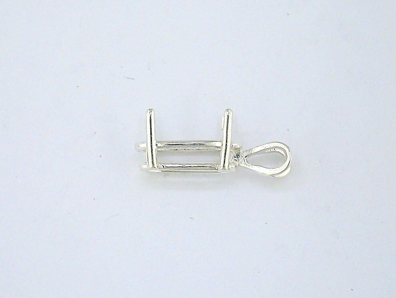 Oval 4 Prong Wire Mount Pendant Setting Sterling Silver