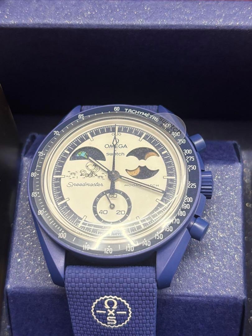 NEW omega x swatch MISSION TO EARTHPHASE MOONSHINE GOLD Snoopy SO33N701L