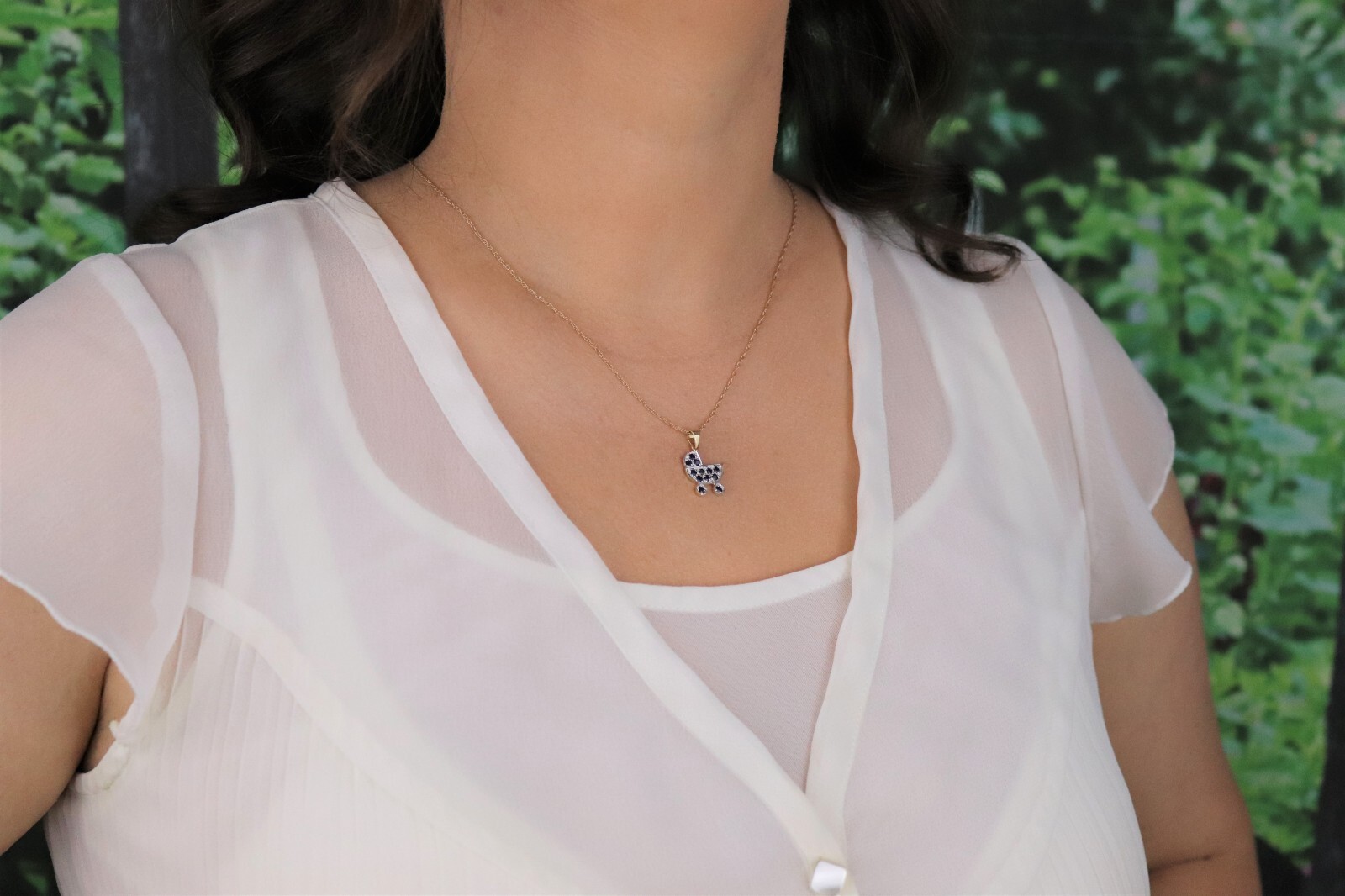 Pendant Only 14k Yellow Gold Natural Sapphire Baby Carriage September Birthstone