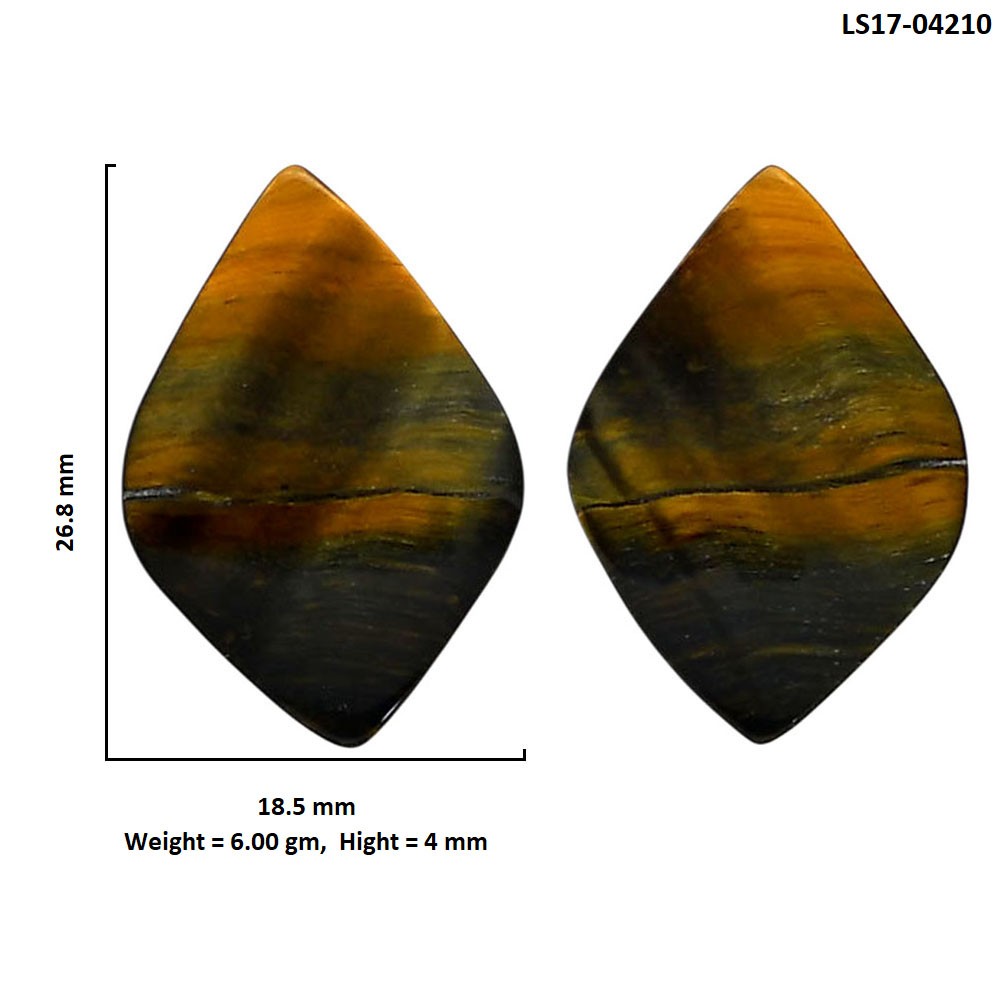 Natural Blue Tiger Eye Pair 18.5×26.8×4 mm Fancy Polished Gemstone LS17-04210