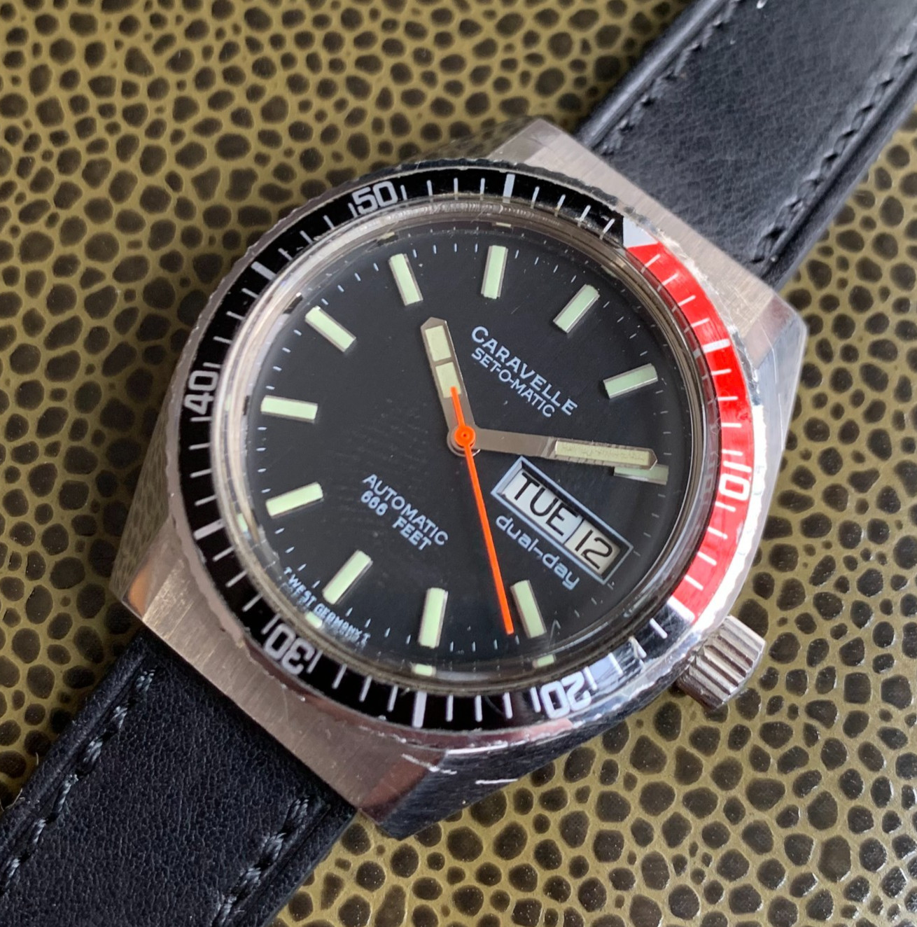 Caravelle Set-O-Matic Devil Diver 666 Feel Automatic Stainless Steel Wristwatch