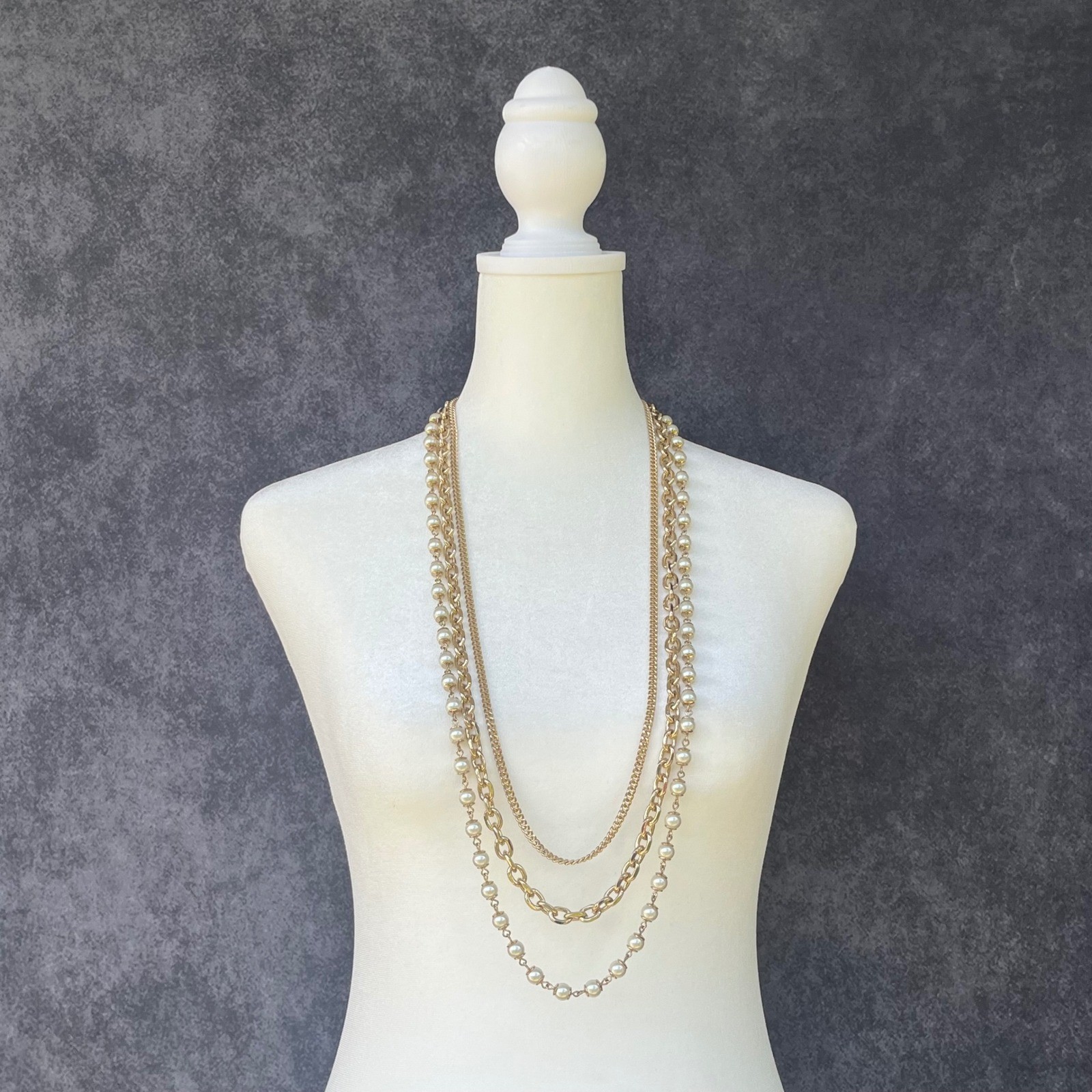 Ann Taylor NEW Gold Tone Multi Strand Layered Necklace Classic Timeless Glam