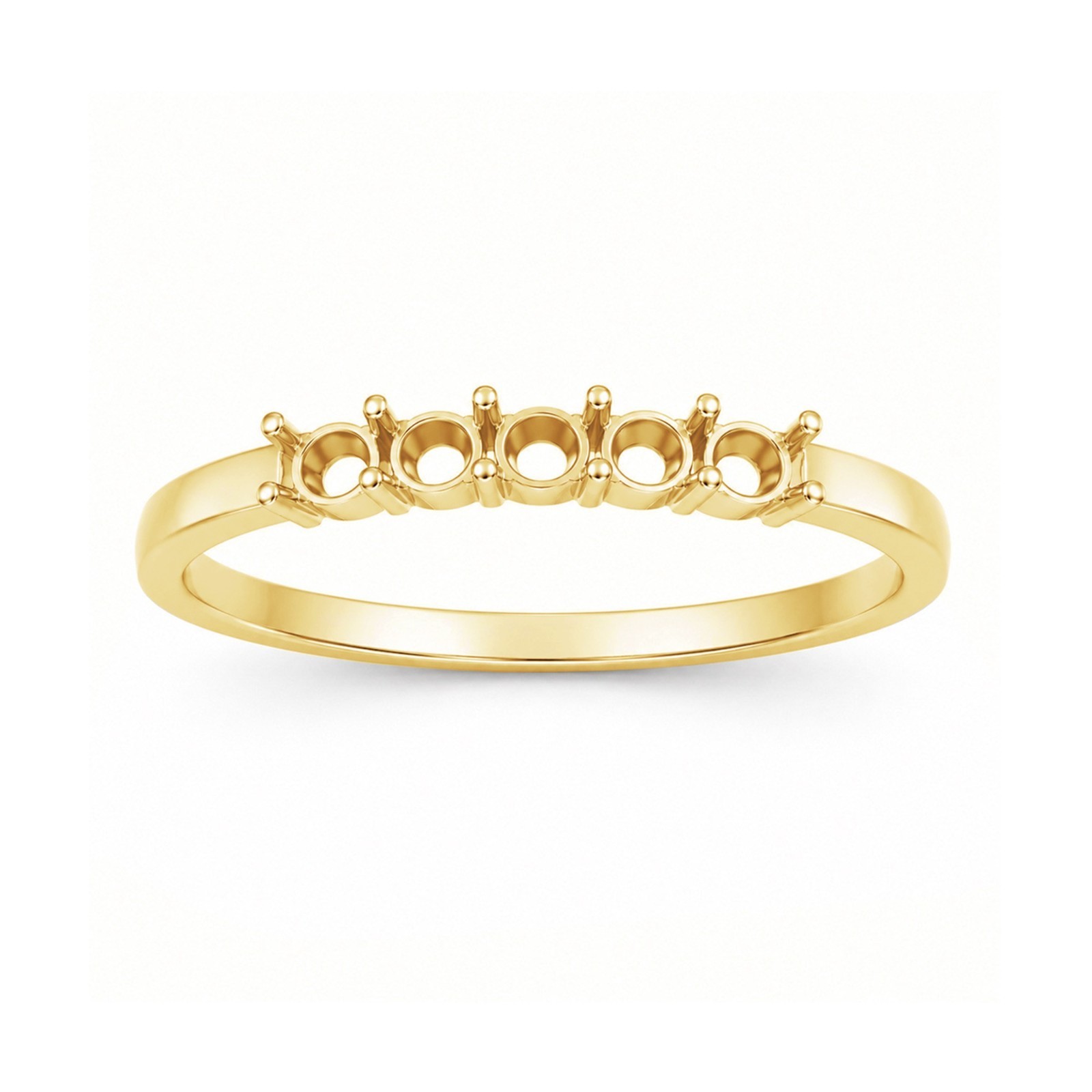 Round 2mm to 2.5mm Semi Mount Ring Silver & 14K ,10K Gold Prong Setting