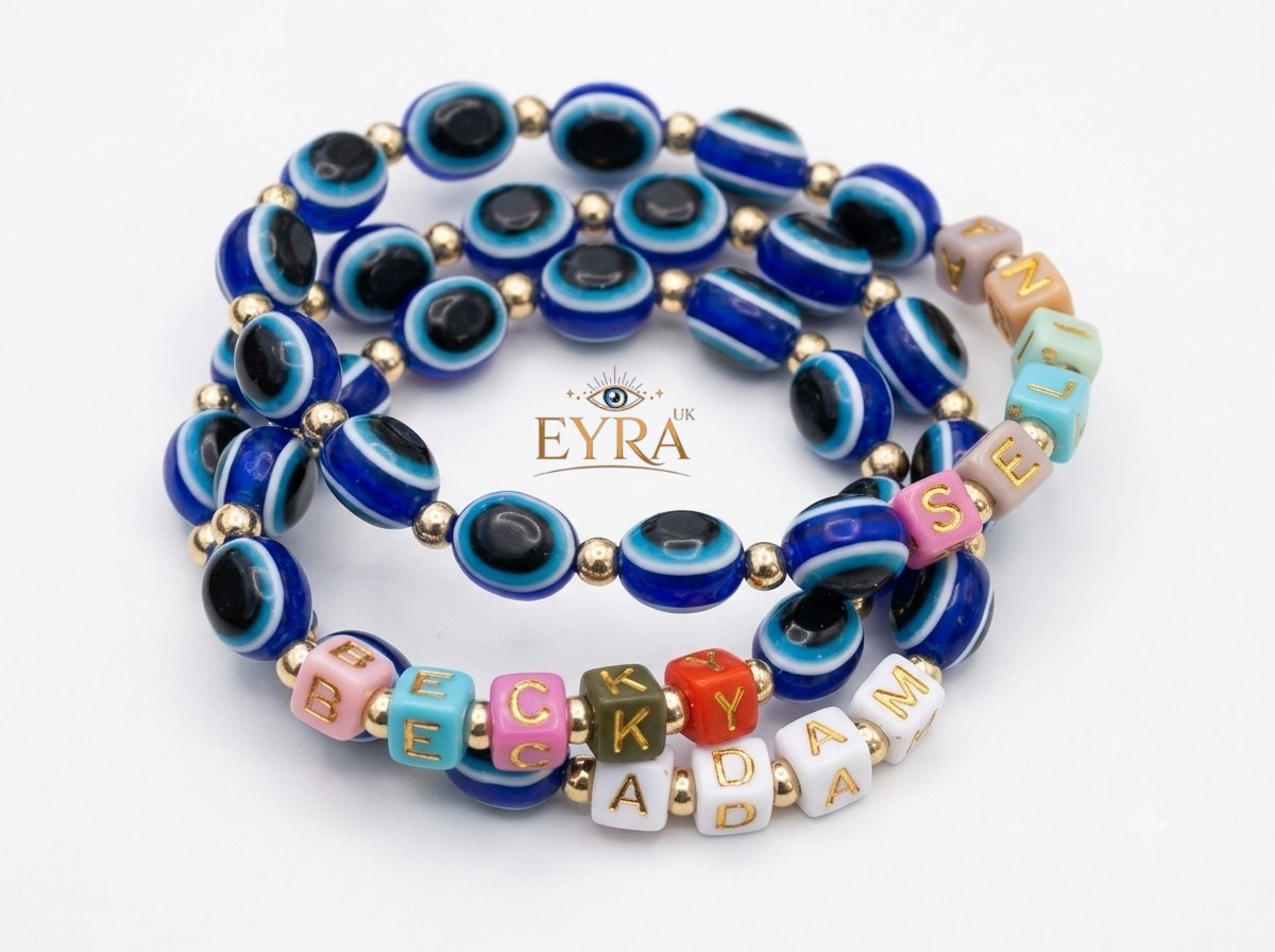 Custom Name Personalise Evil Eye Bracelet, Customise Bracelet, Name Bracelet