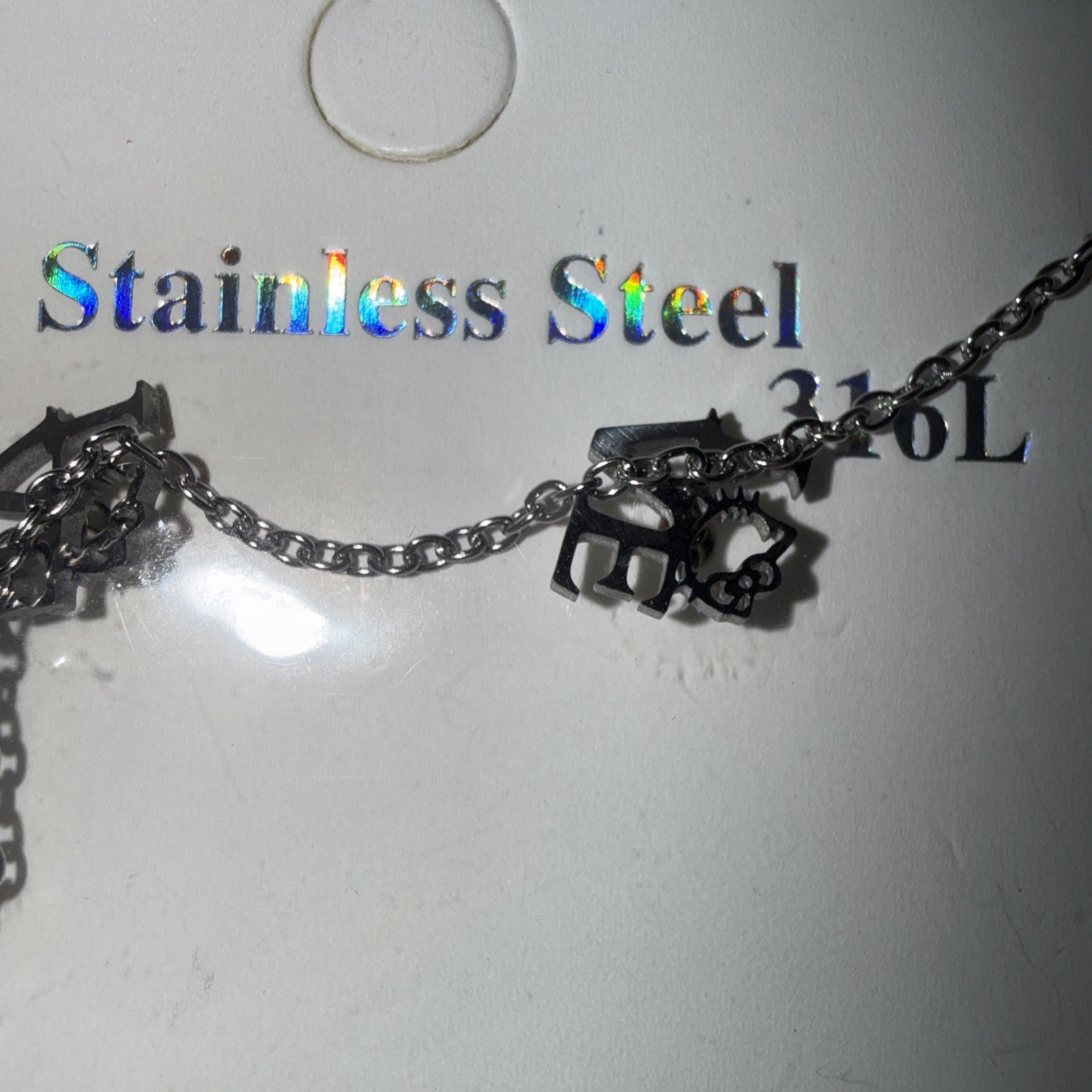 Set of Hello Kitty Love Inspired Necklace Silver Stainless Steel 17 ” & Earrings