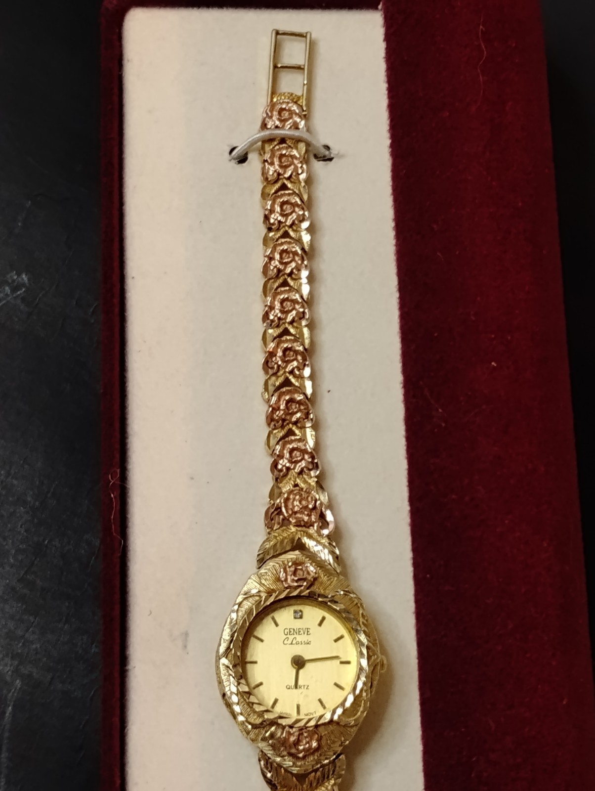 Geneve Classic 10 Kt Gold Watch Vintage YG W/ Rose Gold Beautiful & Working Rare