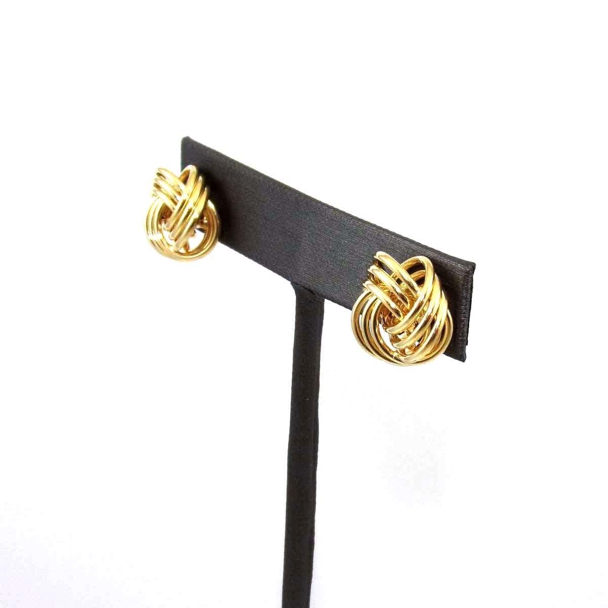 14K Yellow Gold Weave Woven Knot Stud Earrings