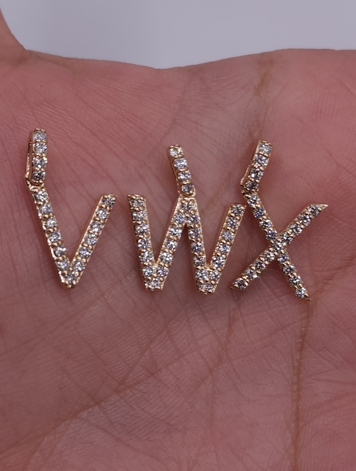 14Kt Gold Initial Letter 0.36 Ct Genuine Natural Diamond Pendant