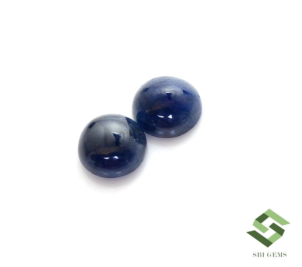 10 mm Natural Blue Sapphire Round Cabochon Pair 11.09 CTS Loose Certified Gems