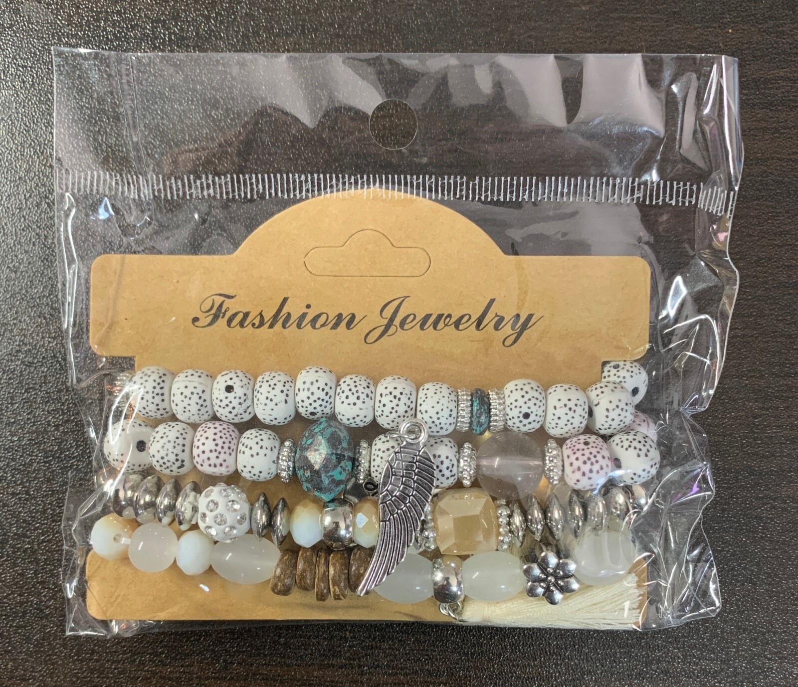 Colorful Beaded Dangle Charm Tassel Cuff Bracelet