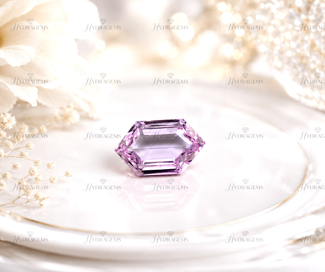 24.90 Ct Approx. Natural Light Pink Sapphire Hexagon Cut Pendant Making Gemstone