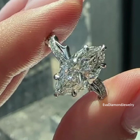3.25Ctw Marquise Moissanite Nature Inspire Engagement Ring 14K White Gold Plated