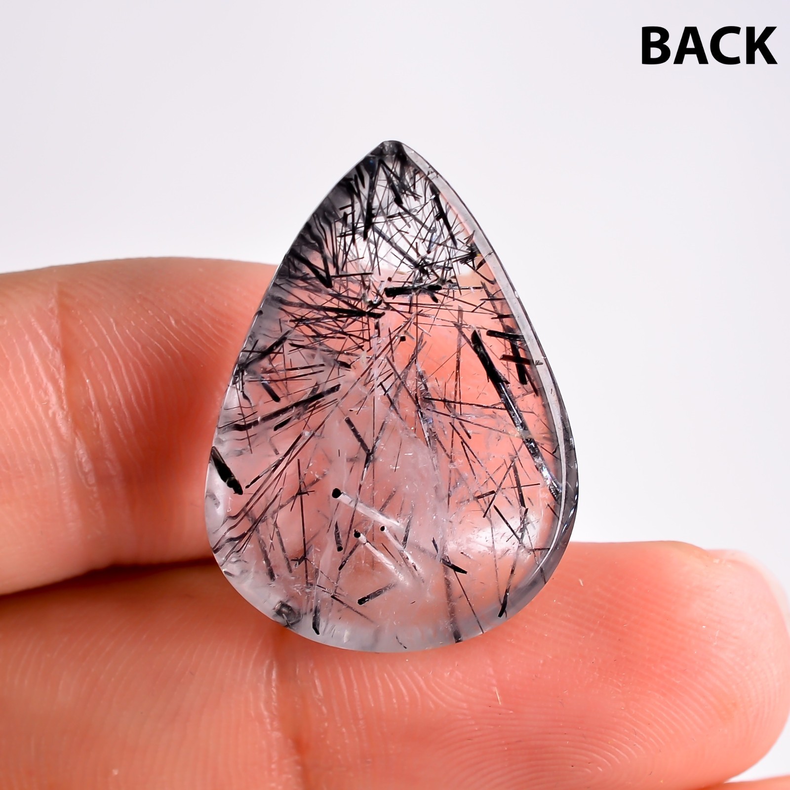 17Cts Natural Rare Rutile Quartz Pear Shape Cabochon, Loose Gemstone