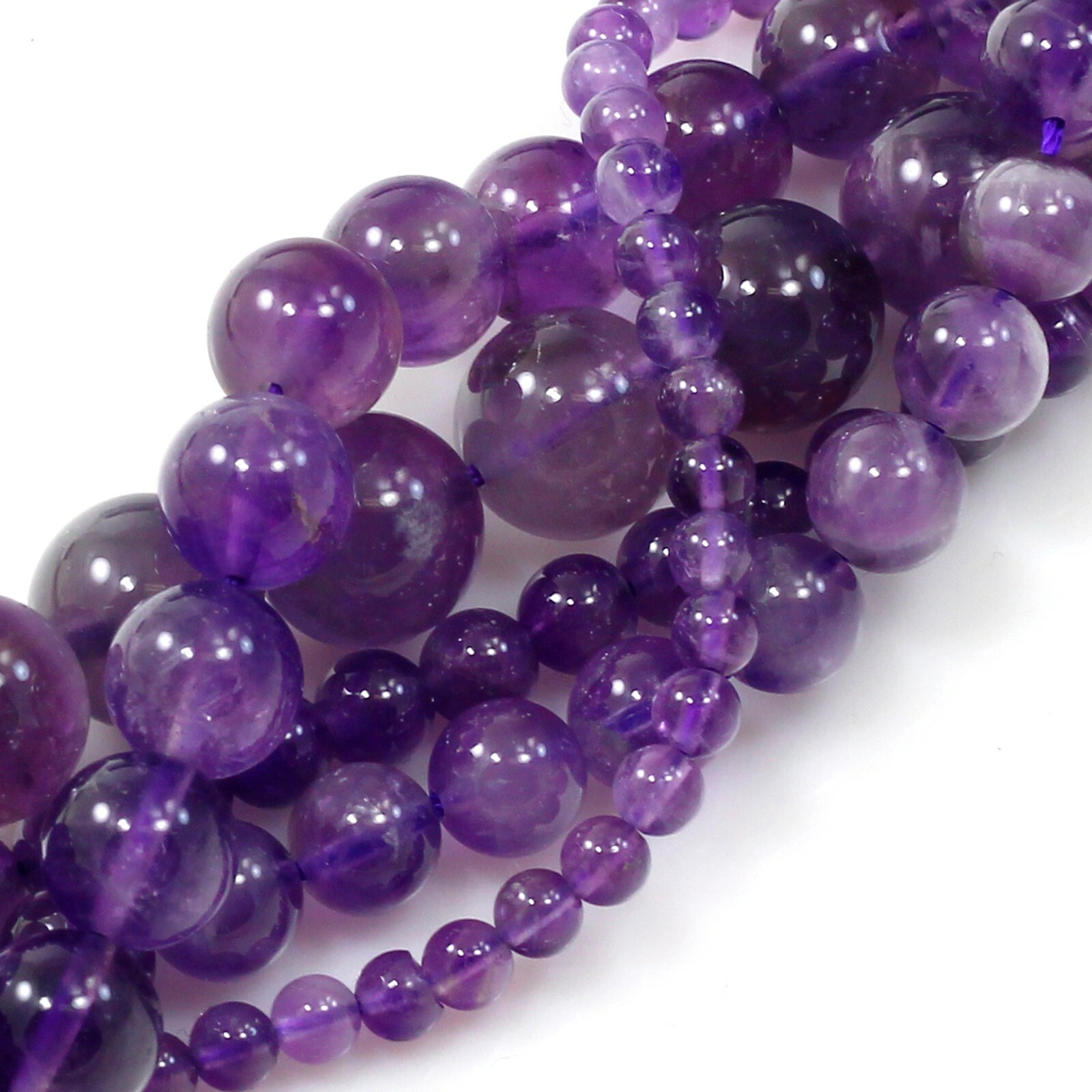Natural Gemstones Purple Amethyst Round Loose Beads 15″ 4mm 6mm 8mm 10mm 12mm