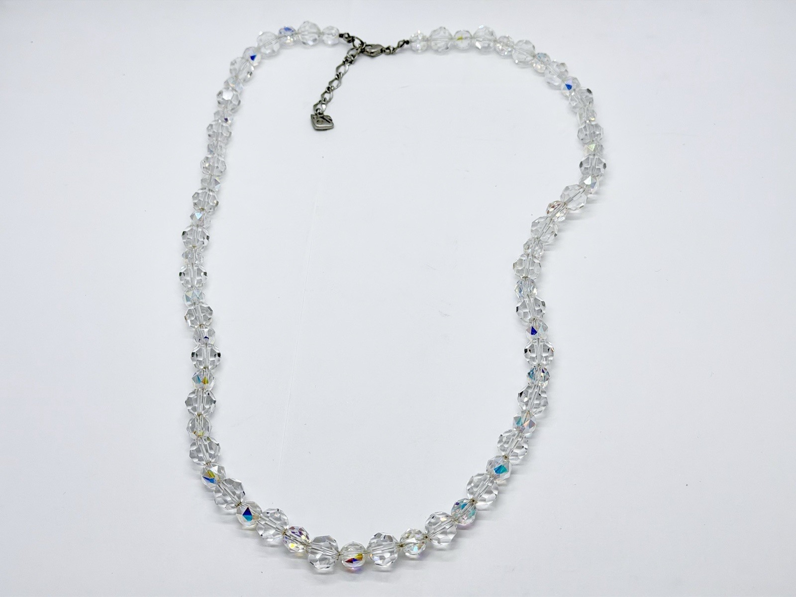 Swarovski Aurora Borealis Beaded Crystal Beads Necklace 25-27″ adj 7.5mm -10mm