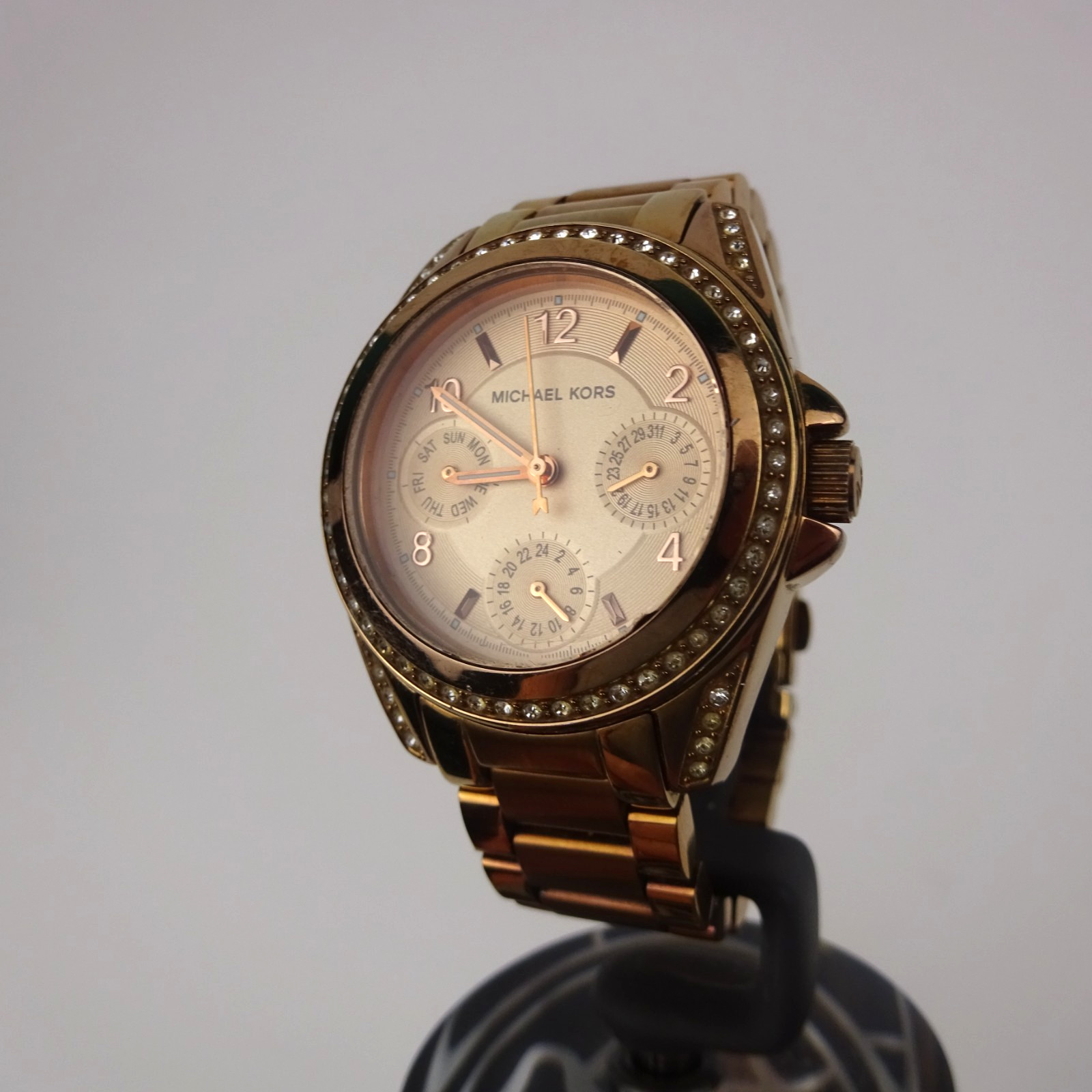 Michael Kors MK5613 Rose Gold Tone Day Date Gem Set VERY SMALL SIZE 15.5cm