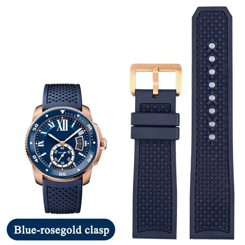 23mm 24mm Silicone Rubber Watch Band Strap Fits For C.artier Calibre WSCA0006