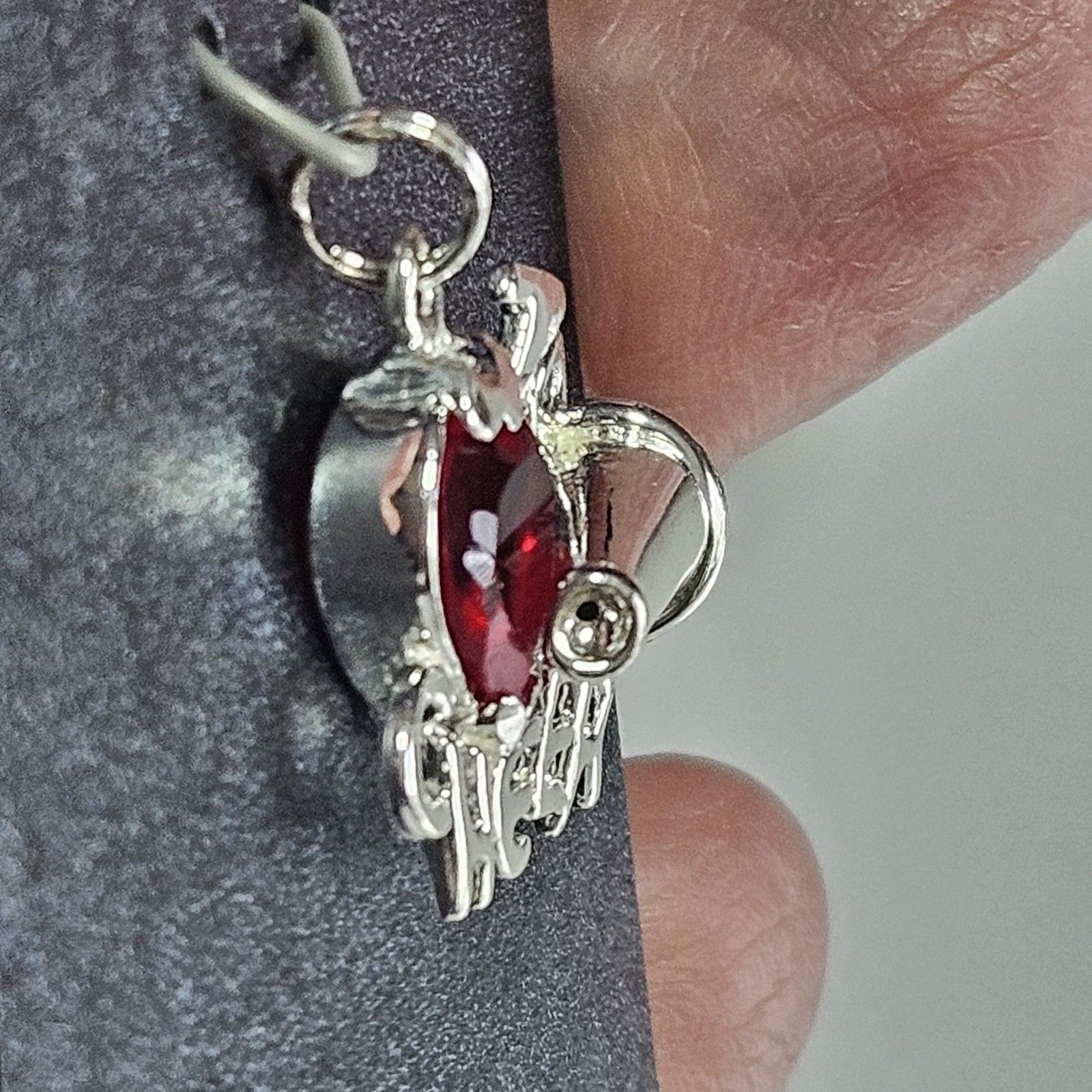 JCF Red Rhinestone Heart Cheer Charm Sterling Silver Nwt Cheerleading
