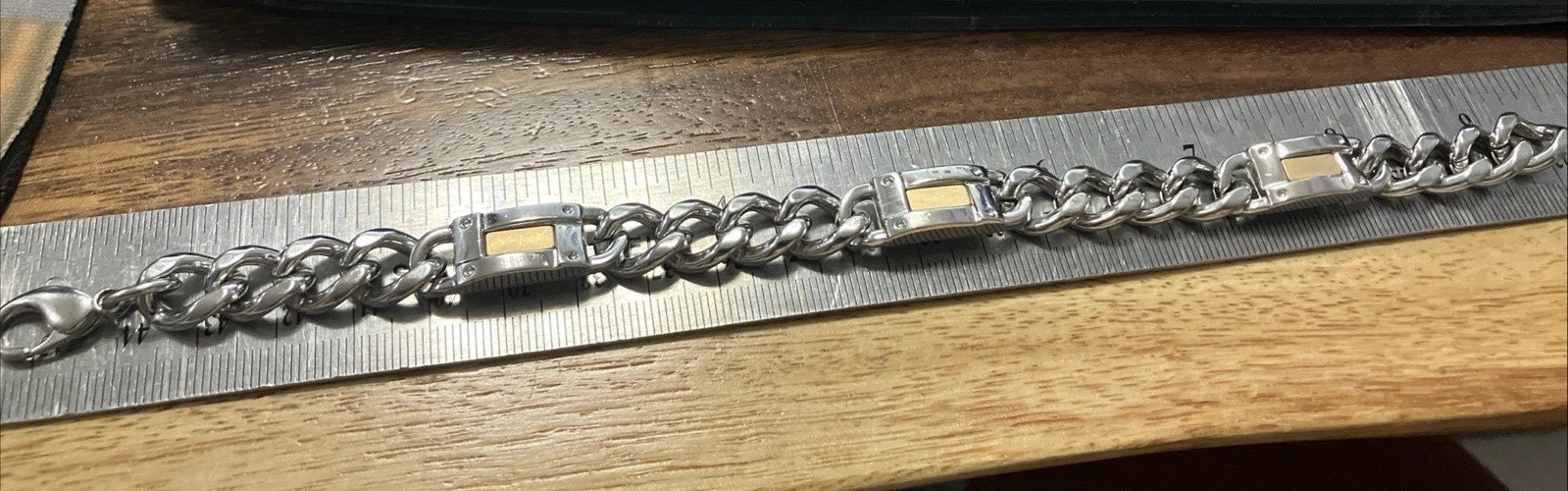 14kt & 925 Sterling Silver Combination Cuban Solid Bracelet 60grams 9.5inches