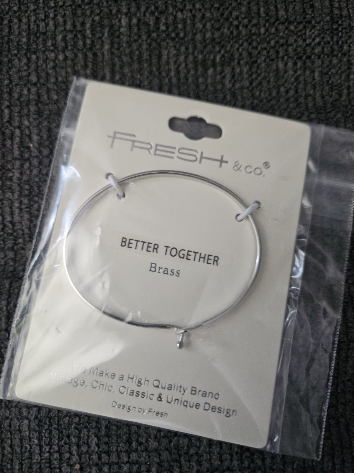 New Fresh And Company” Stronger Together” Brass Bracelet Silver. A5