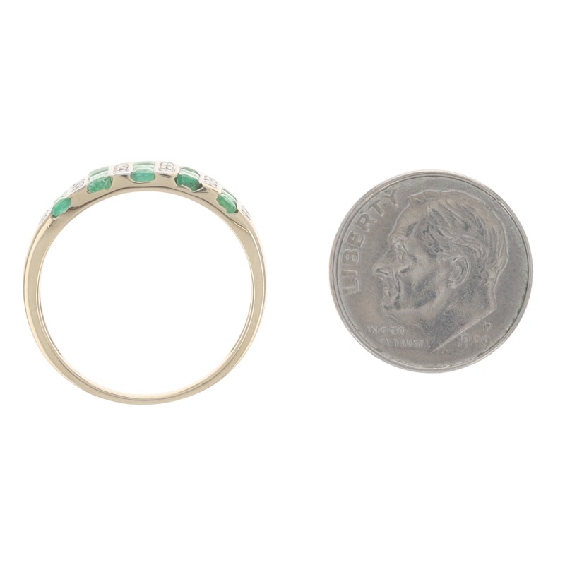 Yellow Gold Emerald Diamond Cocktail Band – 14k Square .96ctw Ring
