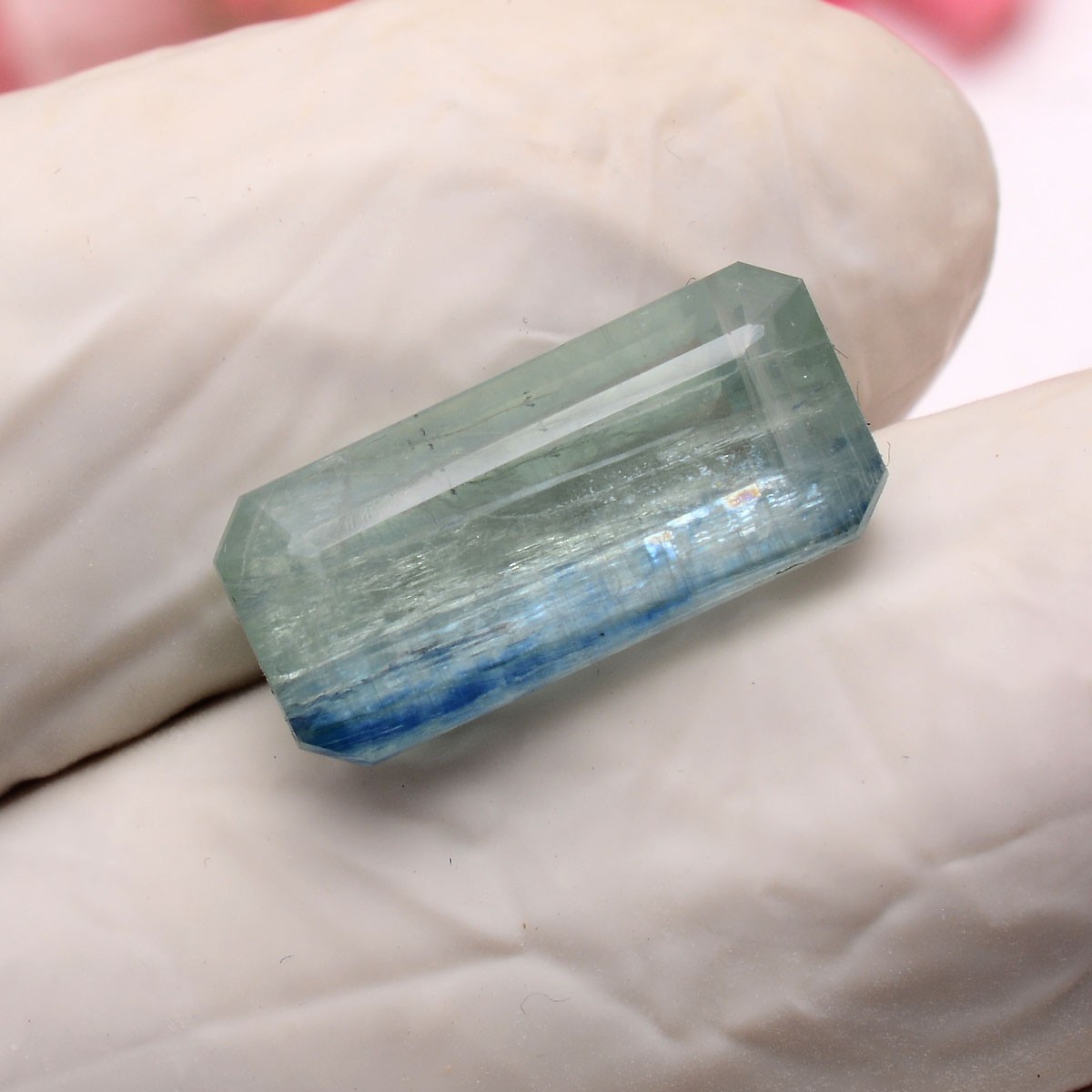 11.65 Cts Natural Green Blue Kyanite 17mmx8mm Cushion Cut Untreated Gemstone