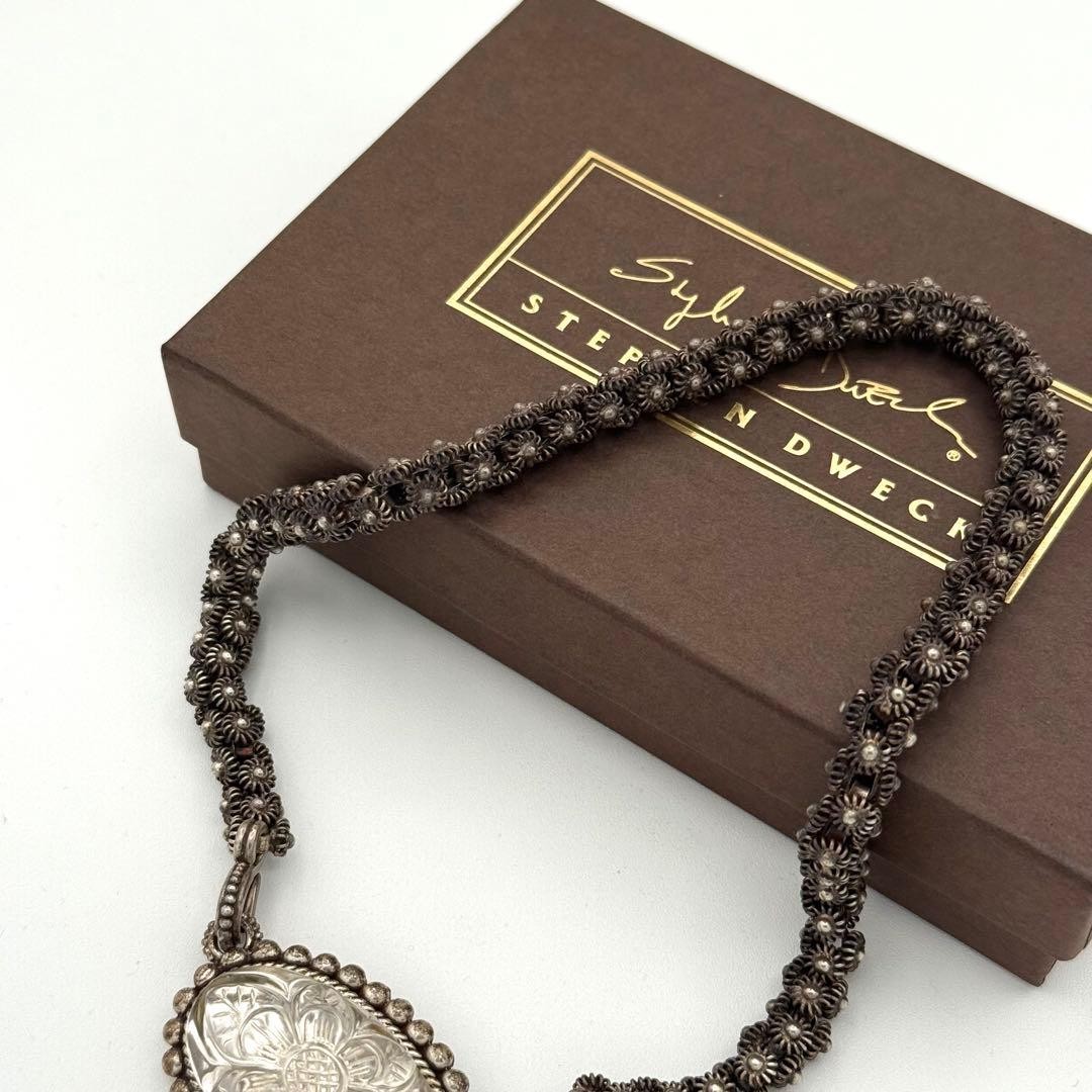 STEPHEN DWECK Sterling Silver 925 Pearl Flower Necklace 36cm Vintage w/Box Used