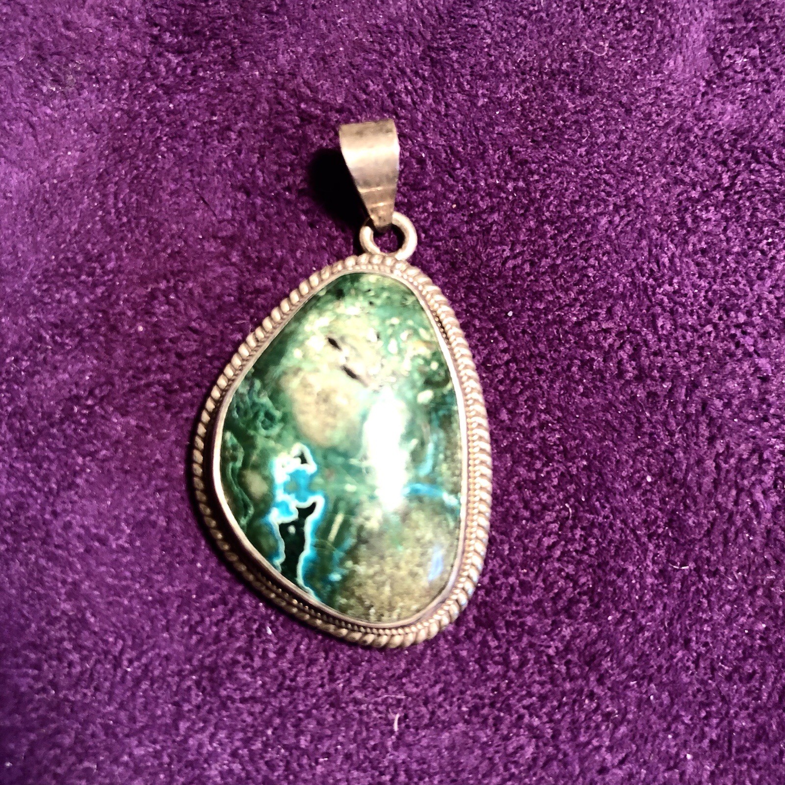 Sterling .. Turquoise Pendent Drop ..…1 1/2” With Bail