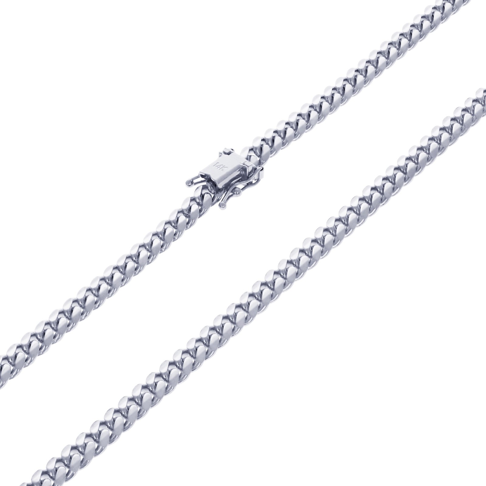 14K White Gold Solid 5mm Mens Miami Cuban Link Chain Bracelet 7″ 7.5″ 8″ 8.5″ 9″