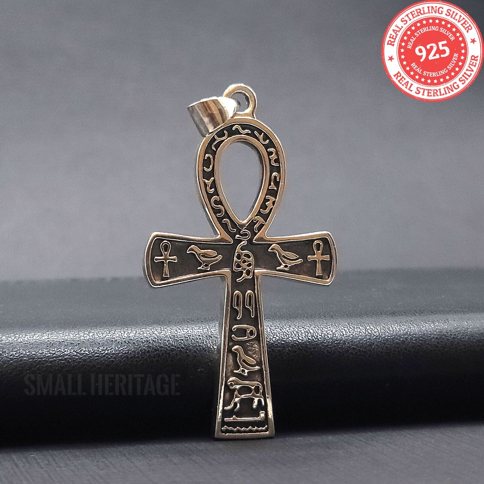 Small Heritage 925 Sterling Silver Key Of Life Ankh Necklace Protection Amulet