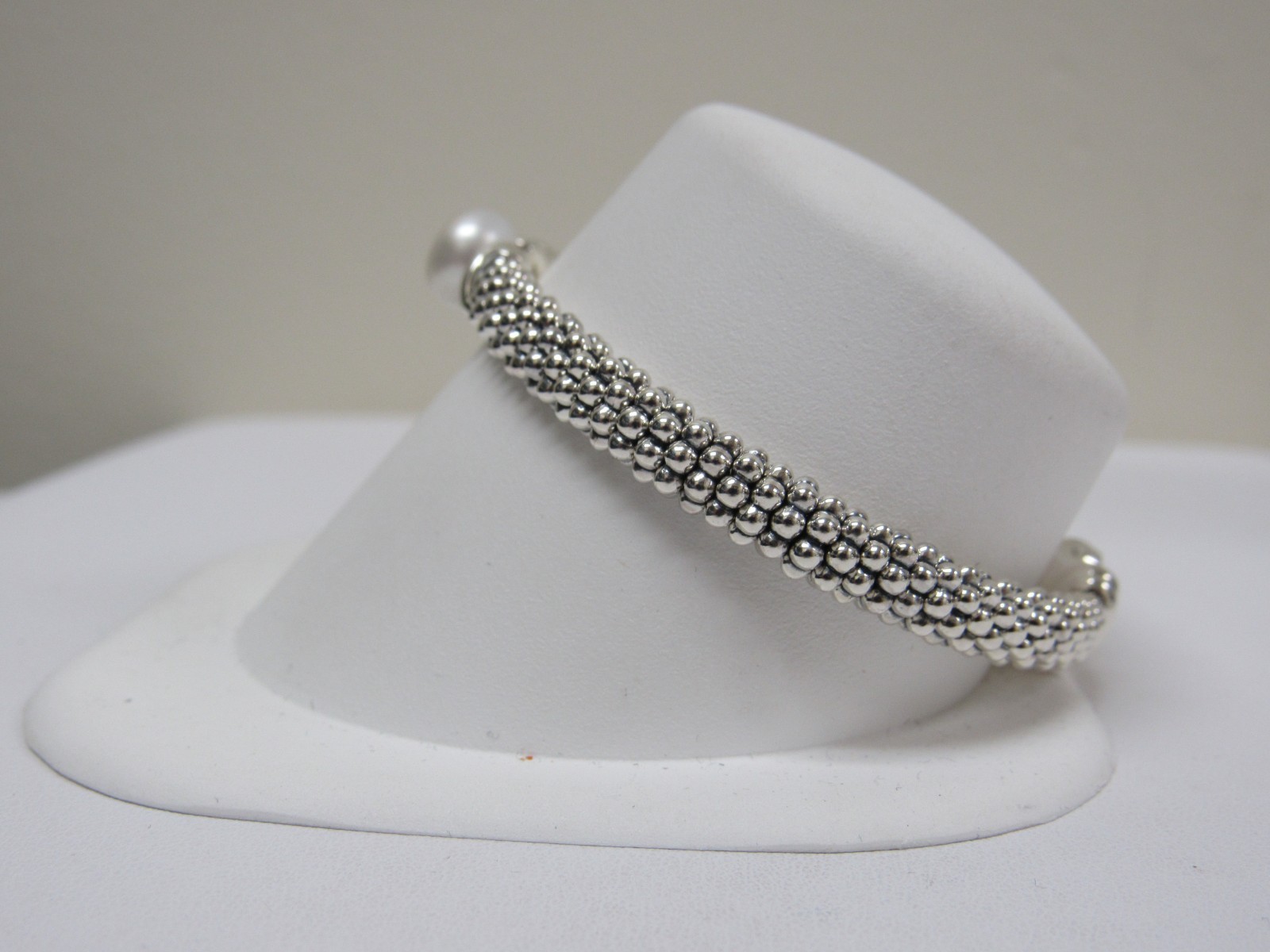 Designer LAGOS Sterling Silver 6mm Luna Pearl Caviar Rope Bracelet