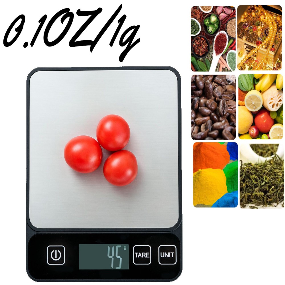 Mini Digital Kitchen Food Scale Tare Function Weigh Grams Ounces Pounds KG