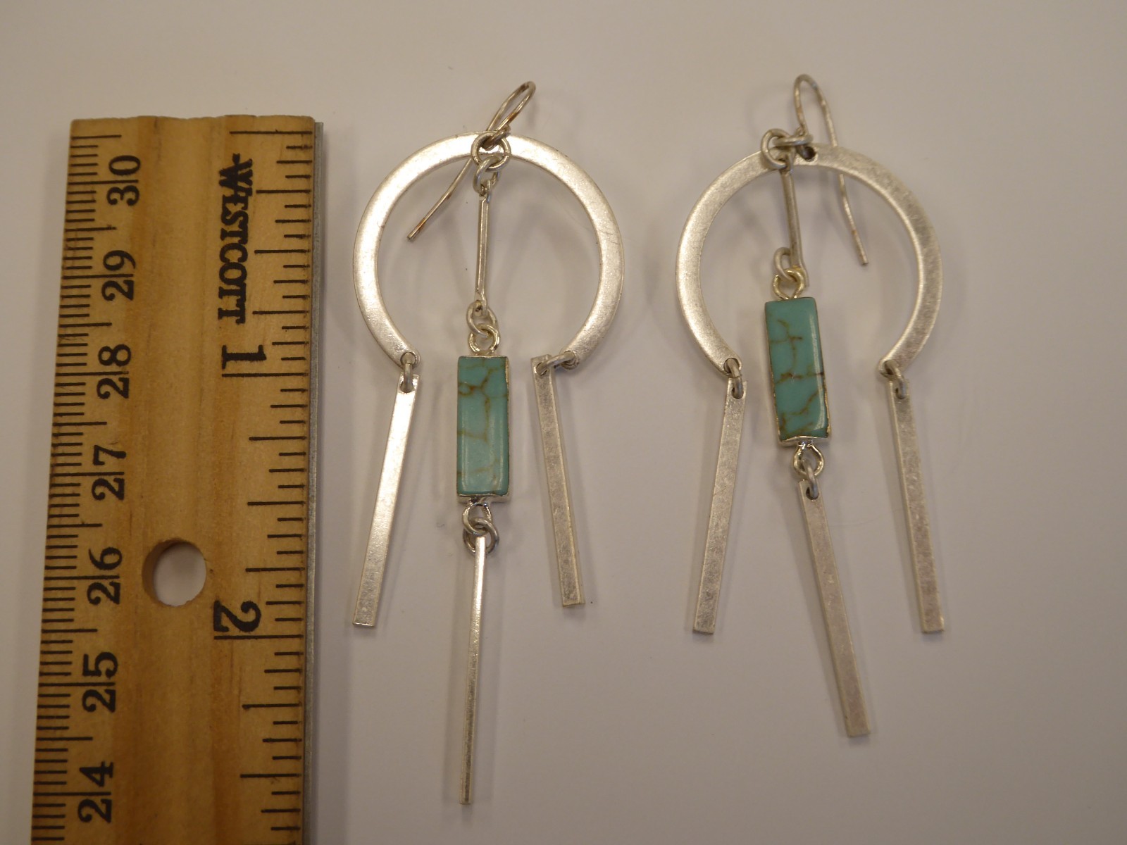 Scout Curated Faux Turquoise Sterling over Brass Dangle Earrings NOS